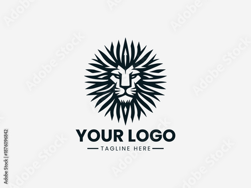 lion sun black vector logo illustration