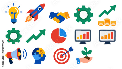 Startup & innovation icon set