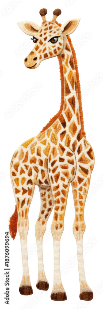 Fototapeta premium PNG Giraffe in embroidery style wildlife animal mammal.