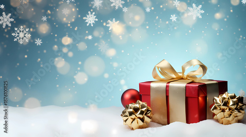 Merry Christmas Holiday with Gifts and Snow