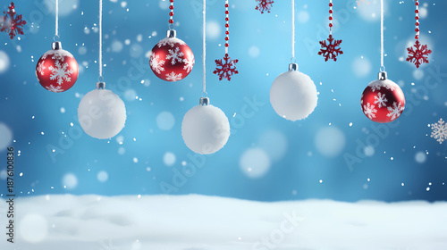 Winter Christmas Night in Snowy Town