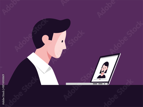 Man having a video call on his laptop computer.