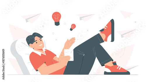 Relaxed man with creative ideas and inspiration