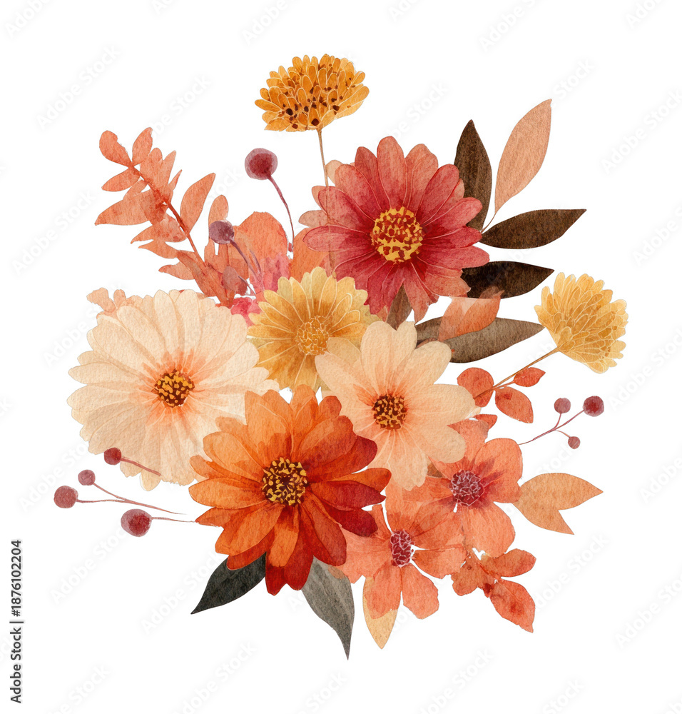 Fototapeta premium PNG Vibrant autumn floral arrangement