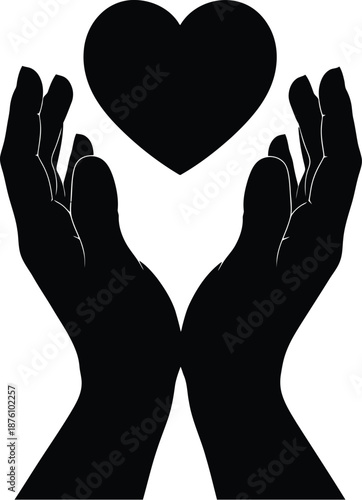 A pair of hands cradling a heart in a symbolic gesture of love and care