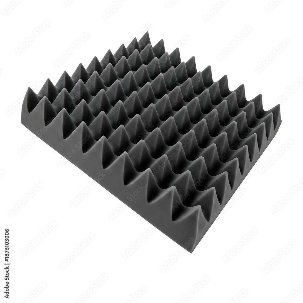 Fototapeta premium Dark gray pyramid acoustic foam panel for soundproofing.