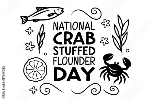 NATIONAL CRAB STUFFED FLOUNDER DAY vector illustration isolated on white background