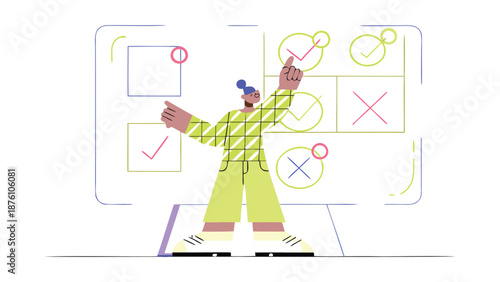 Person engaging with interactive task management interface