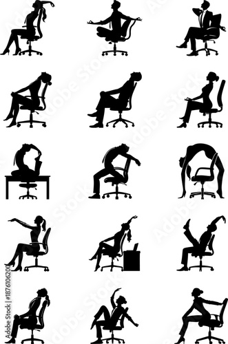 Office Chair Yoga Silhouette ...