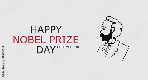 Nobel Prize Day December 10th of the current year illustration on light gray background design