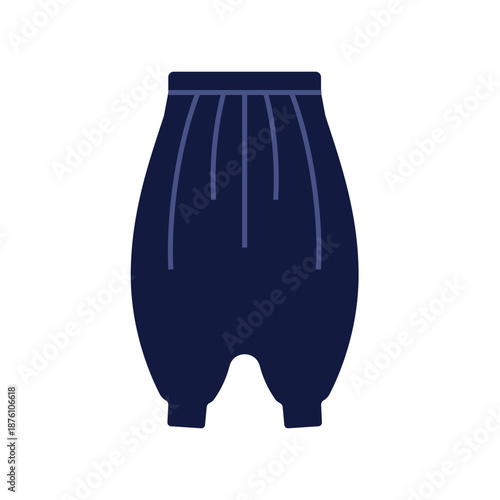 Dark blue baggy pants with vertical lines, a comfortable and loose-fitting garment illustration.