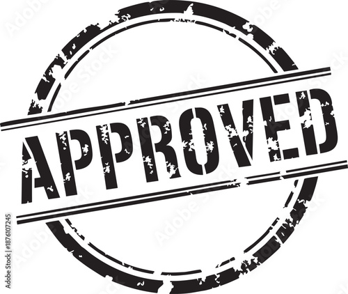 Approved stamp with grunge texture on transparent background