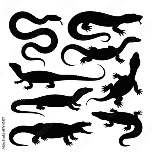 Reptile and Amphibian Silhouette Collection.