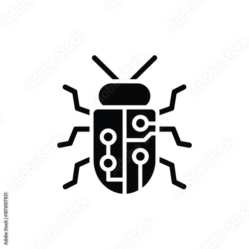 a black and white image of a computer bug with circuit board details