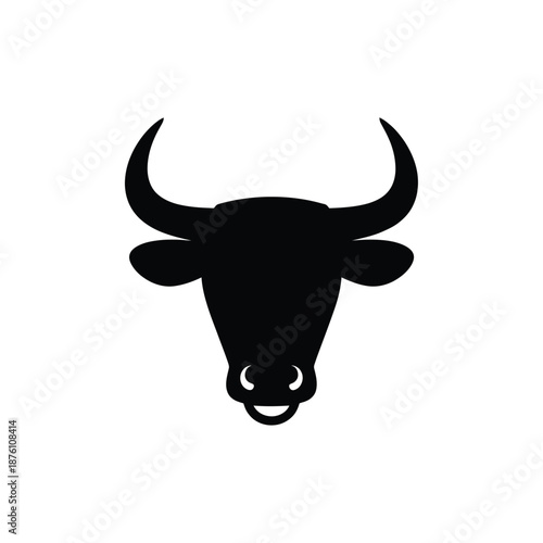 a black silhouette of a bull s head with horns