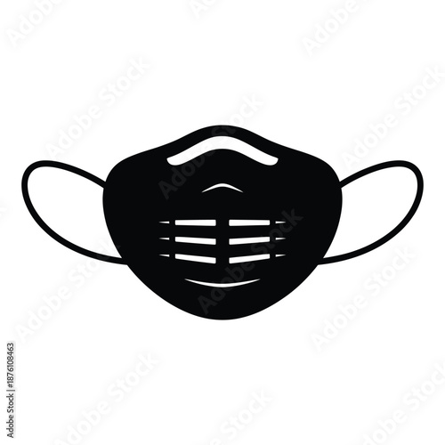 a black face mask with elastic straps and ventilation holes