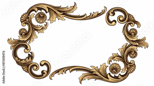 Ornate Vintage Golden Decorative Frame Element.