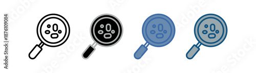 
disease icon set multiple style collection with magnifying glass and virus design