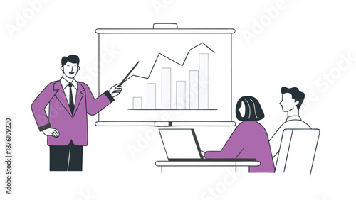 Businessman presenting data to colleagues in modern office setting