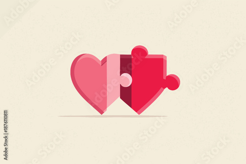 Valentines Love Puzzle Pieces Illustration Symbolizing Connection Compatibility Relationship and Emotional Bond
