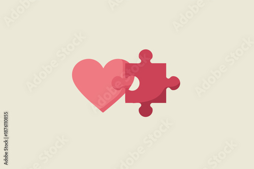 Valentines Love Puzzle Pieces Illustration Symbolizing Connection Compatibility Relationship and Emotional Bond