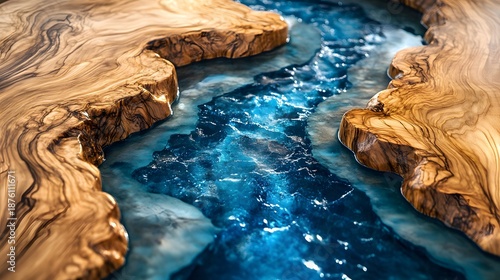 Wallpaper Mural Casting epoxy resin stabilizing burl wood abstract art background texture. Beautiful image Torontodigital.ca