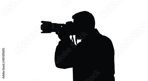 silhouette of a man taking a picture with a camera