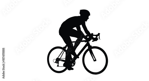 a black silhouette of a person riding a bicycle