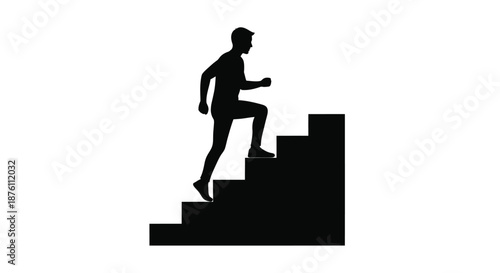 a man climbing up the stairs in a black silhouette