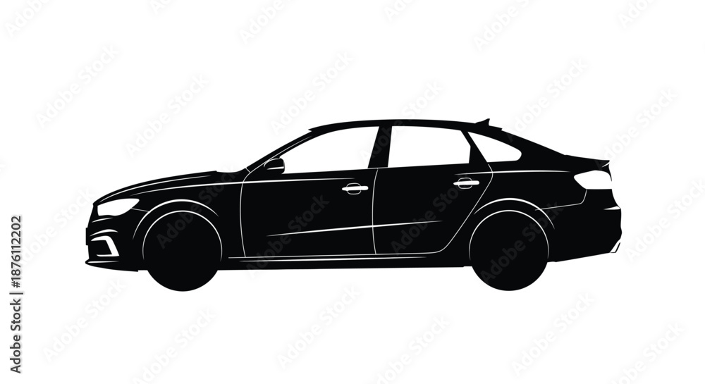 Fototapeta premium a black silhouette of a four door sedan car