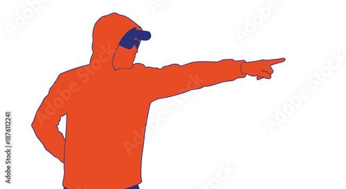 man wearing vr headset pointing to the right