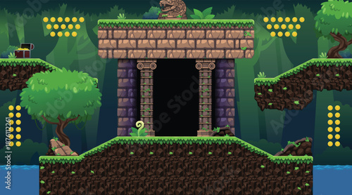 Mayan Temple Jungle Platformer Game Tileset