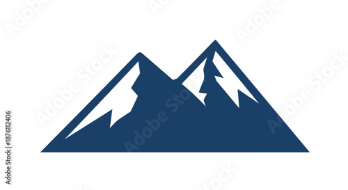 a blue mountain range with snow capped peaks and trees