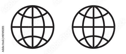black globe icons on white background
