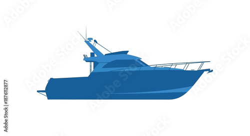 a blue boat with a railing on the right side