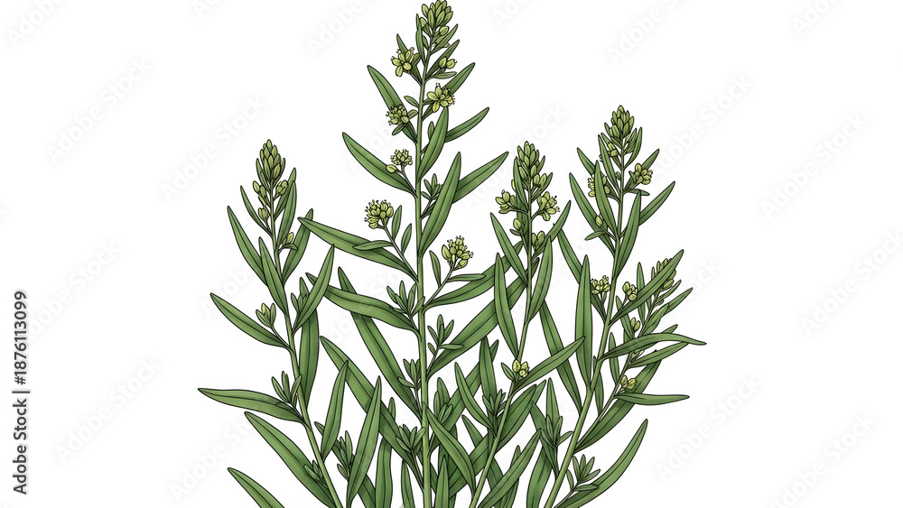 Obraz premium Green tarragon herb isolated for culinary and botanical use