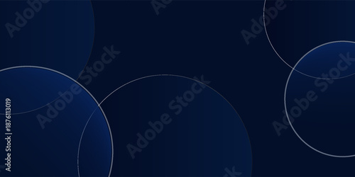 Luxury dark blue navy background with gold circle and shadow. Modern textured dark blue background with realistic geometric shapes.