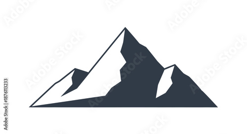 a stylized illustration of a mountain range with three peaks