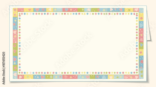 Blank Place Card with Colorful Border.