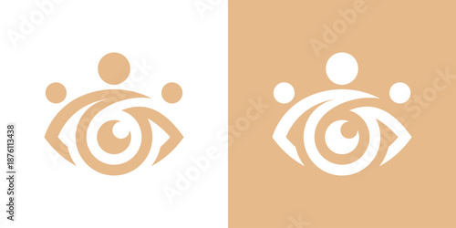 Dual meaning logo combining an eye and human figure, symbolizing vision, awareness, insight, and people-centered perspective in a modern design.