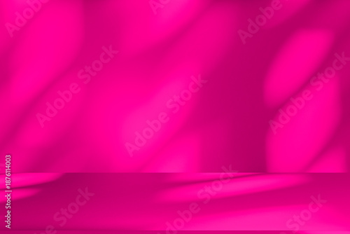 Wall interior background, studio and backdrops show products.with shadow from window color pink background for text insertion and presentation interior decoration	