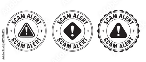 Scam alert warning signs with exclamation marks