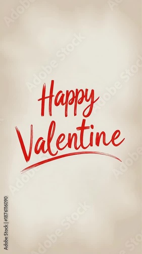 Happy valentine in red calligraphy text. Ideal for greeting cards, social media posts, invitations, and romantic designs.