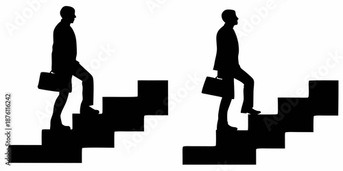 Corporate Silhouette of a Professional Climbing Toward Success Representing Goal Achievement and Career Advancement