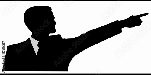 Flat Vector Silhouette of a Business Leader Directing the Team for Strategic Planning and Professional Growth