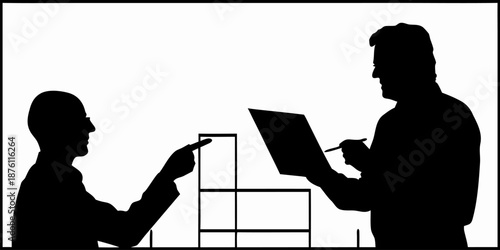 Silhouette of a Business Consultant Explaining Strategy During a Presentation for Corporate Training and Education