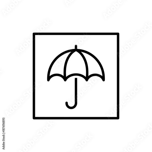 Keep Dry packaging symbol (Umbrella icon) vector line art. Logistics handling sign for moisture and water protection.