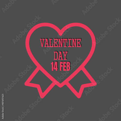 Valentine Day 14 February heart ribbon graphic