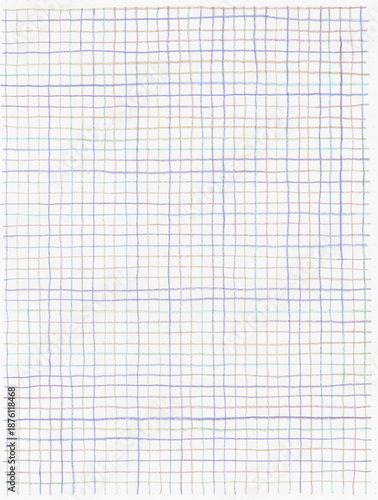 Fondo de cuadrícula /Patrón geométrico dibujado a mano con crayones. Mosaicos de cuadros colores pastel, rayas garabateadas con texturas, diseño vectorial. Fondo de líneas horizontales y verticales. 