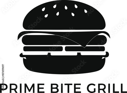 A Simple Minimalist black and white burger logo design for restaurants vector illustration 